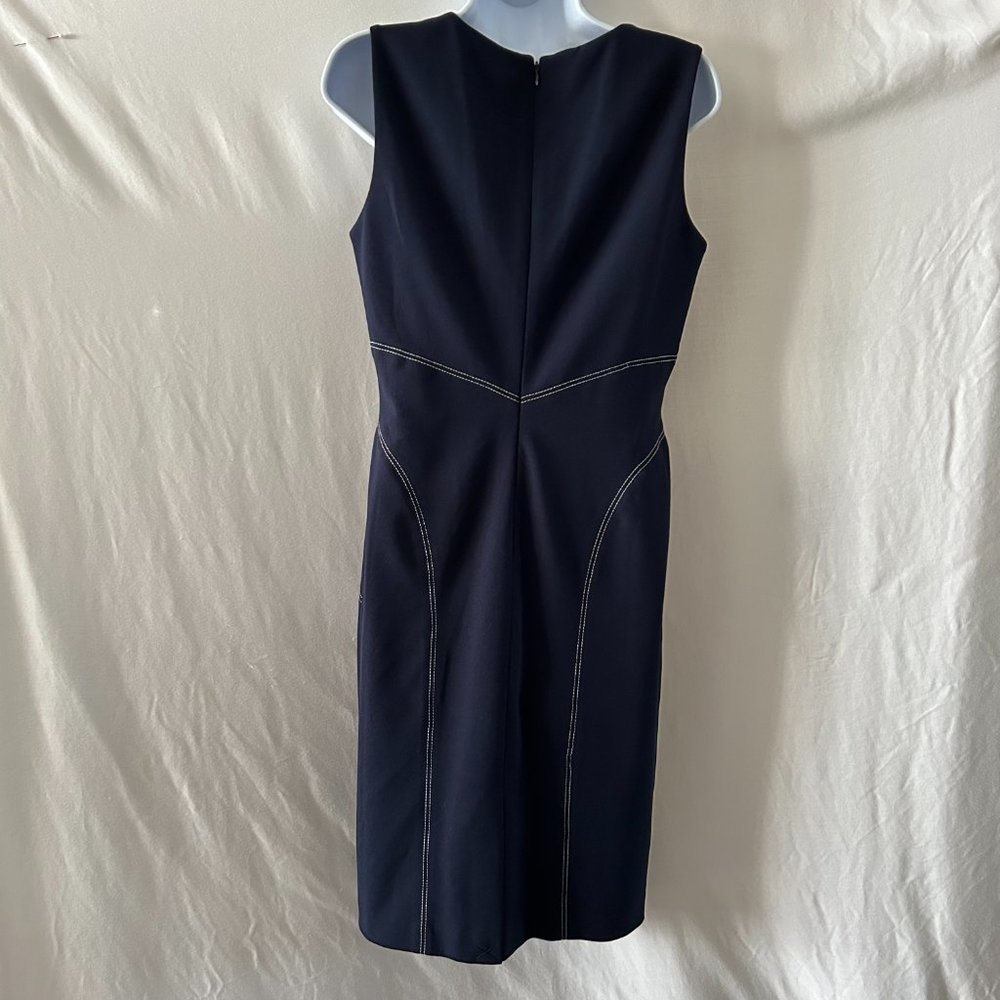 Calvin Klein Navy Blue Sleeveless Sheath Dress Size 6 - Picture 3 of 8
